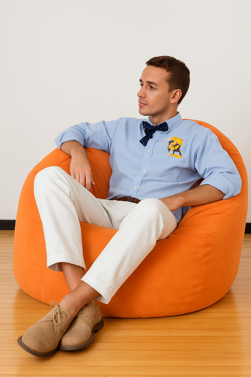 Sedežna vreča iz semiša žoga oranžna EMI